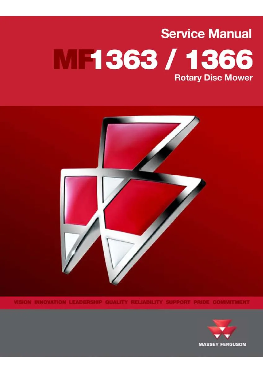 Massey ferguson 1363 1366 Rotary disc mower Service Manual PDF | Workshop Repair | Instant Download