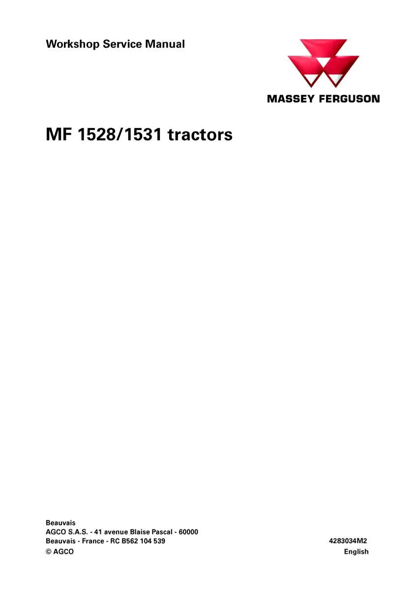 Massey ferguson 1528 1531 Compact tractor Service Manual PDF | Workshop Repair | Instant Download