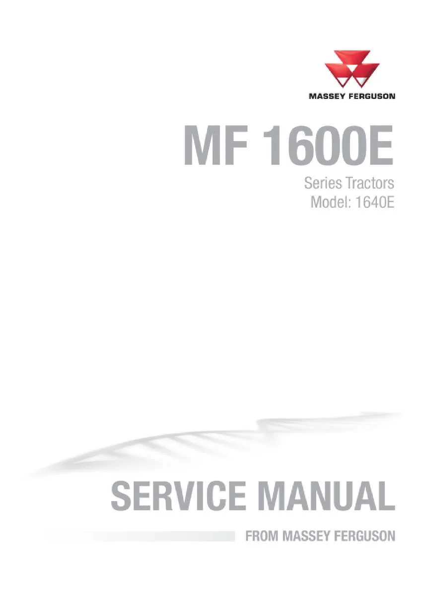 Massey ferguson 1640E Compact tractor Service Manual PDF | Workshop Repair | Instant Download