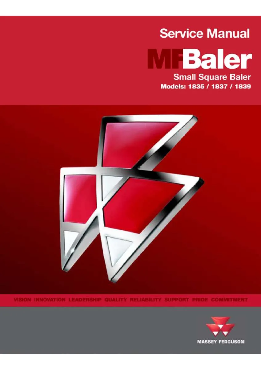 Massey ferguson 1835 1837 1839 Small square baler Service Manual PDF | Workshop Repair | Instant Download