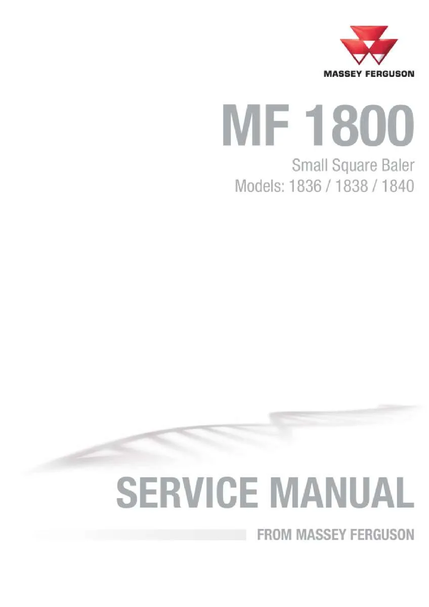 Massey ferguson 1836 1838 1840 Small square baler Service Manual PDF | Workshop Repair | Instant Download