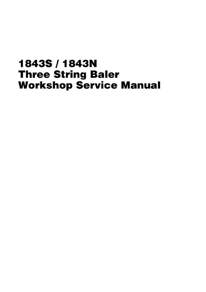 Massey ferguson 1843S 1843n Three string baler Service Manual PDF | Workshop Repair | Instant Download