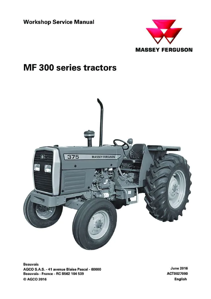 Massey ferguson 345 350 355 360 375 385 Tractor Service Manual PDF | Workshop Repair | Instant Download