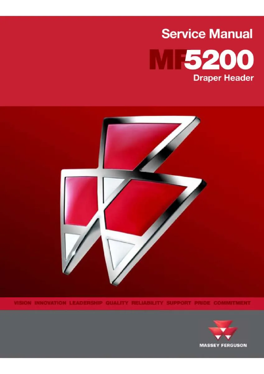 Massey ferguson 5200 Xxxxxxxxxdhdw1101 and up Draper header Service Manual PDF | Workshop Repair | Instant Download