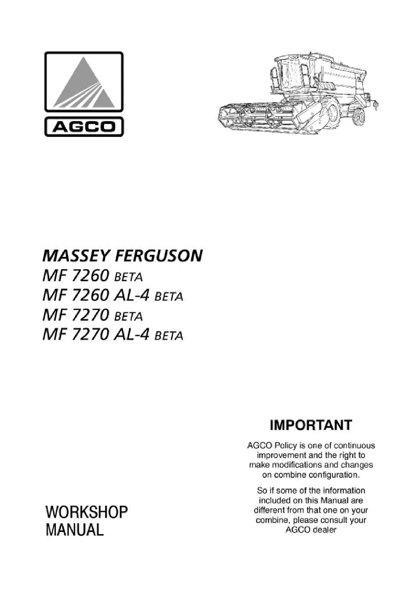 Massey ferguson 7260 7270 Al4 beta Service Manual PDF | Workshop Repair | Instant Download