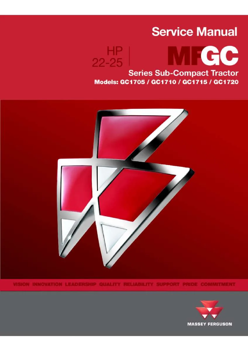 Massey ferguson Gc1705 gc1710 gc1715 gc1720 Sub-Compact tractor Service Manual PDF | Workshop Repair | Instant Download