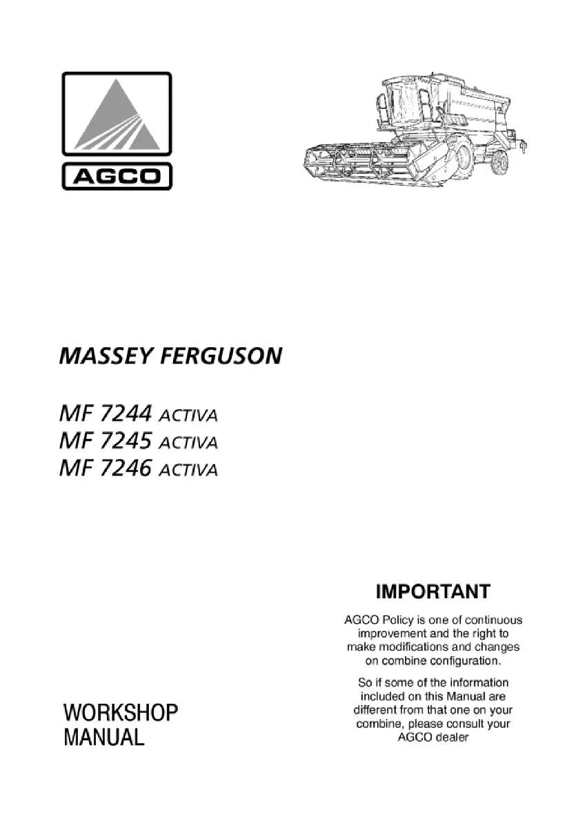 Massey ferguson 7244 7245 7246 Activa Combine Service Manual PDF | Workshop Repair | Instant Download