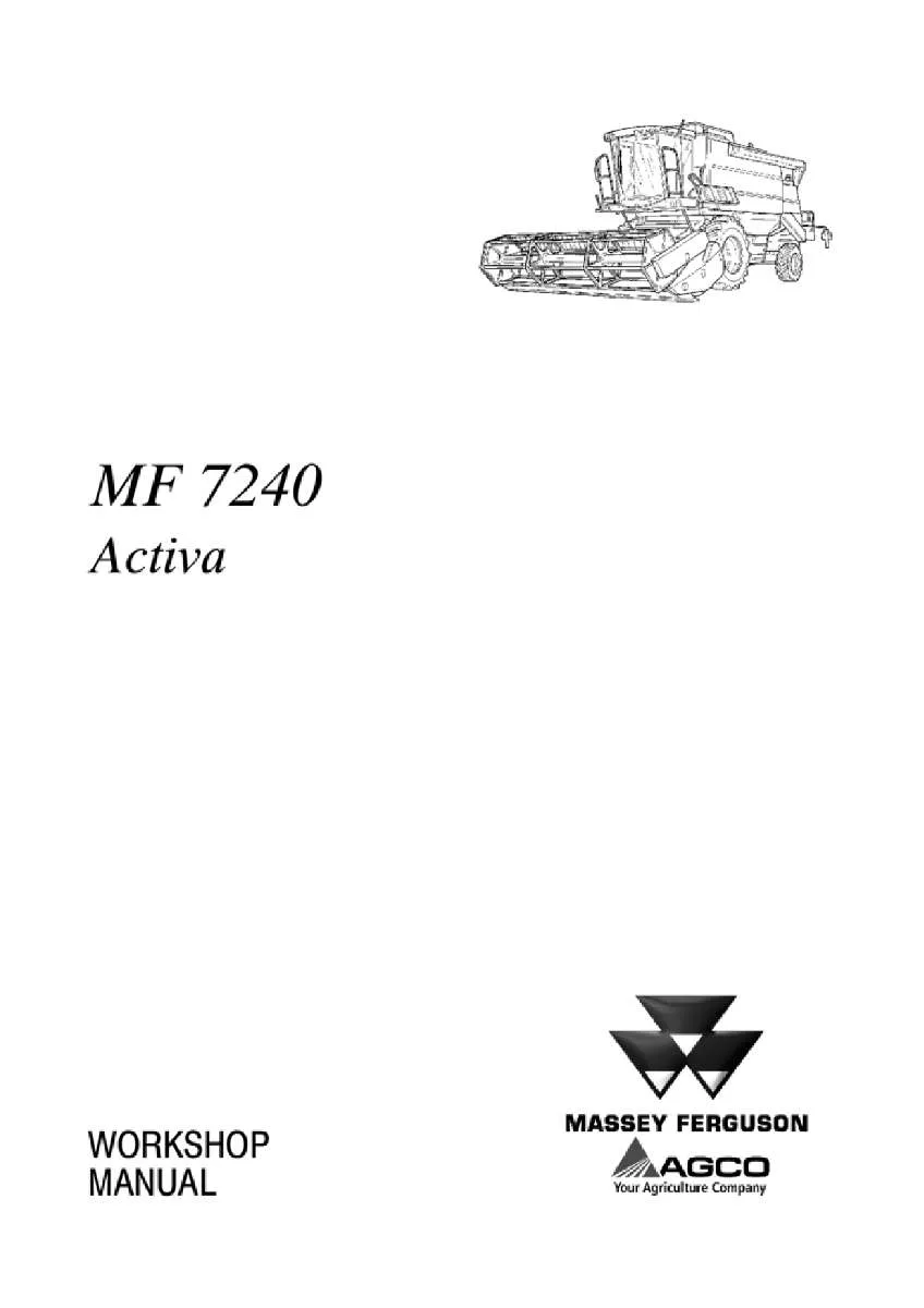 Massey ferguson 7240 Activa Combine Service Manual PDF | Workshop Repair | Instant Download
