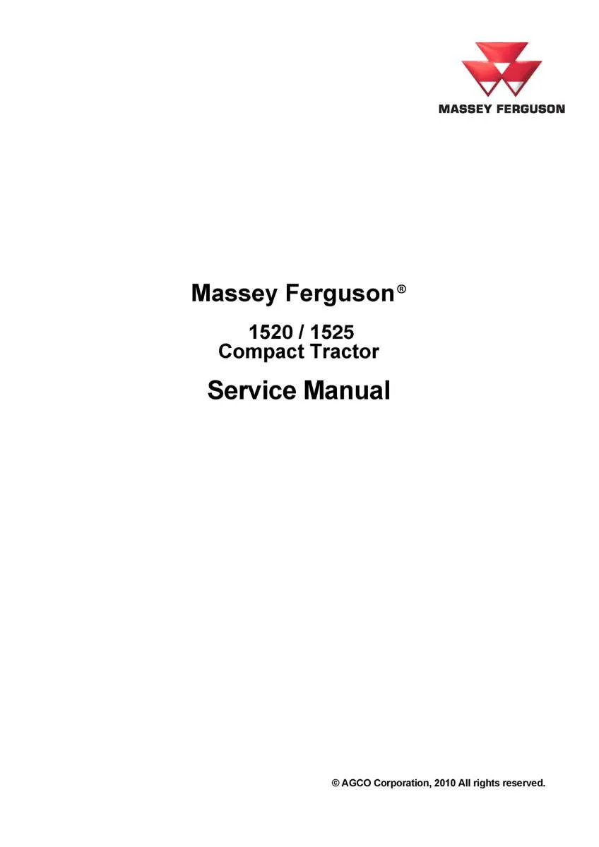 Massey ferguson 1520 1525 Compact tractor Service Manual PDF | Workshop Repair | Instant Download