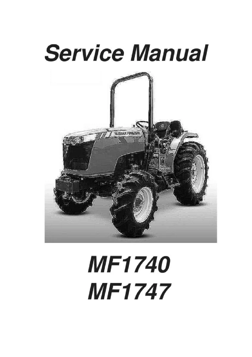 Massey ferguson Mf1740 mf1747 Compact tractor Service Manual PDF | Workshop Repair | Instant Download