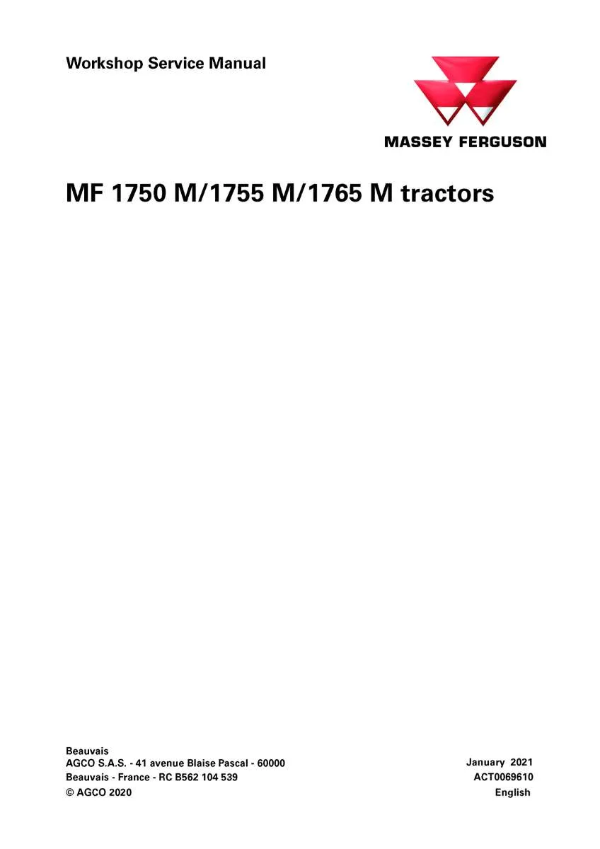 Massey ferguson 1750 1755 1765 M Tractor Service Manual PDF | Workshop Repair | Instant Download