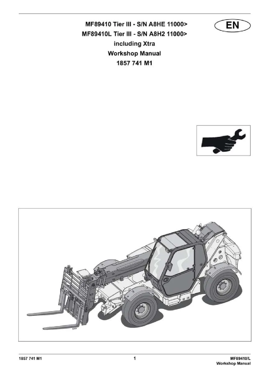 Massey ferguson Mf89410 mf89410l tier3 xtra Telescopic handler Service Manual PDF | Workshop Repair | Instant Download