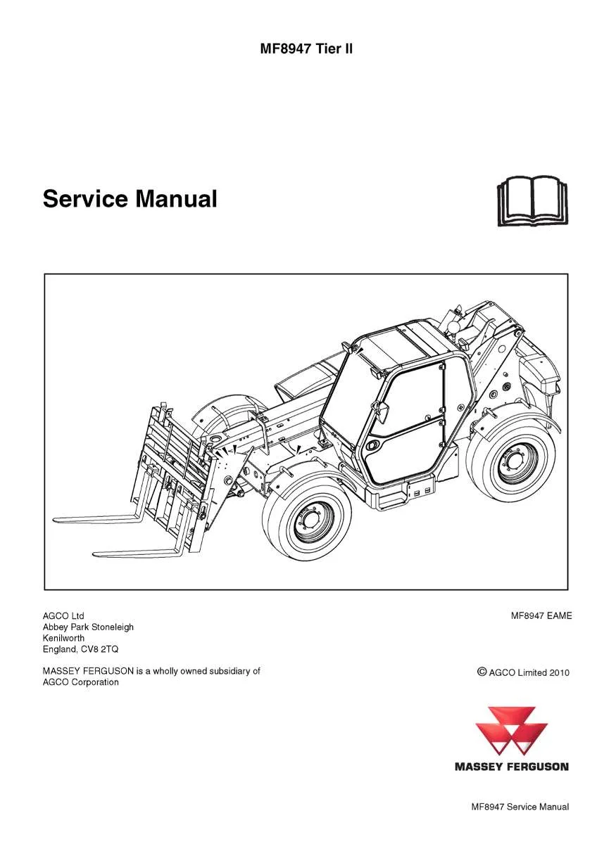 Massey ferguson Mf8947 tier2 Telescopic handler Service Manual PDF | Workshop Repair | Instant Download
