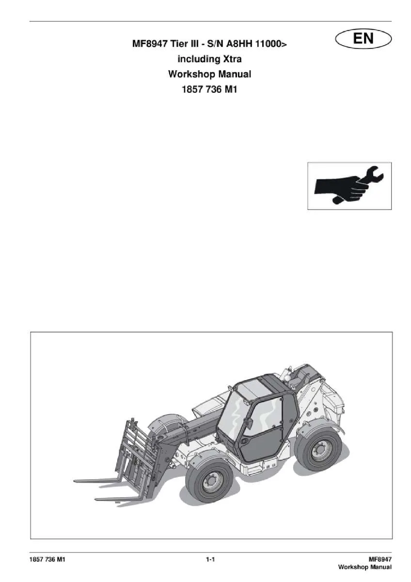 Massey ferguson Mf8947 tier3 xtra Telescopic handler Service Manual PDF | Workshop Repair | Instant Download