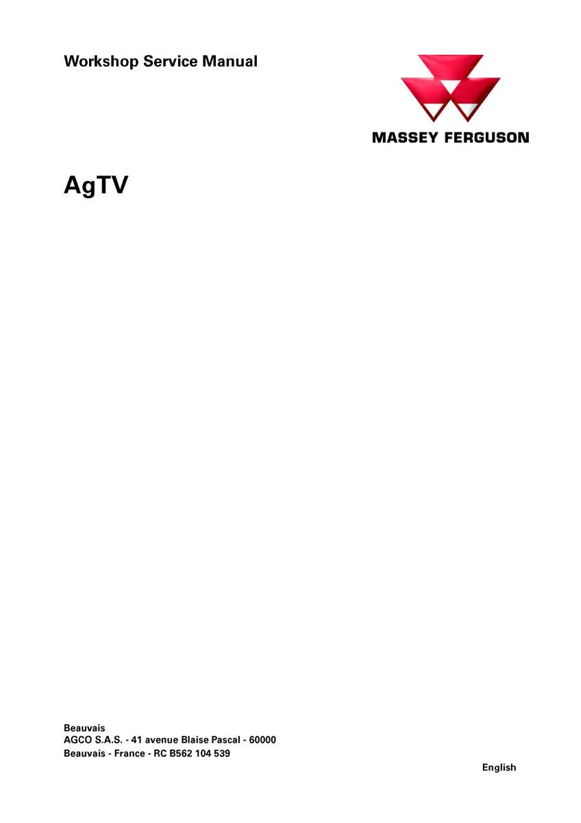 Massey ferguson Agtv 250cc 300cc 400cc 500cc Agricultural terrain vehicle Service Manual PDF | Workshop Repair | Instant Download