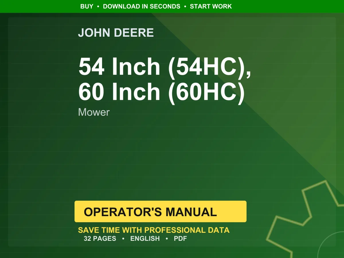 John Deere 54 Inch (54Hc), 60 Inch (60Hc) Mower Operator Manual PDF | Owners Guide | Instant Download