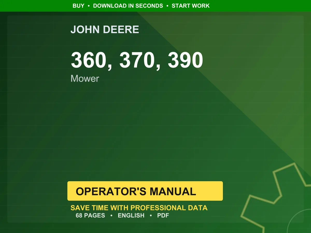 John Deere 360, 370, 390 Mower Operator Manual PDF | Owners Guide | Instant Download