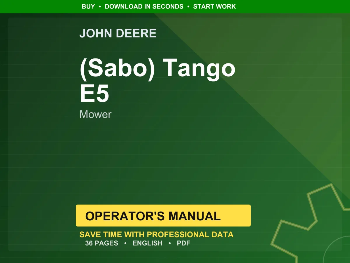 John Deere (Sabo) Tango E5 Mower Operator Manual PDF | Owners Guide | Instant Download