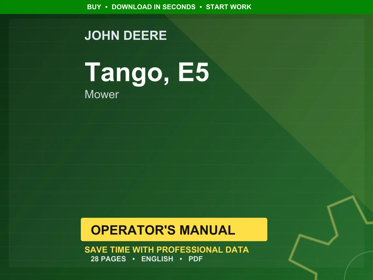 John Deere Tango, E5 Mower Operator Manual PDF | Owners Guide | Instant Download