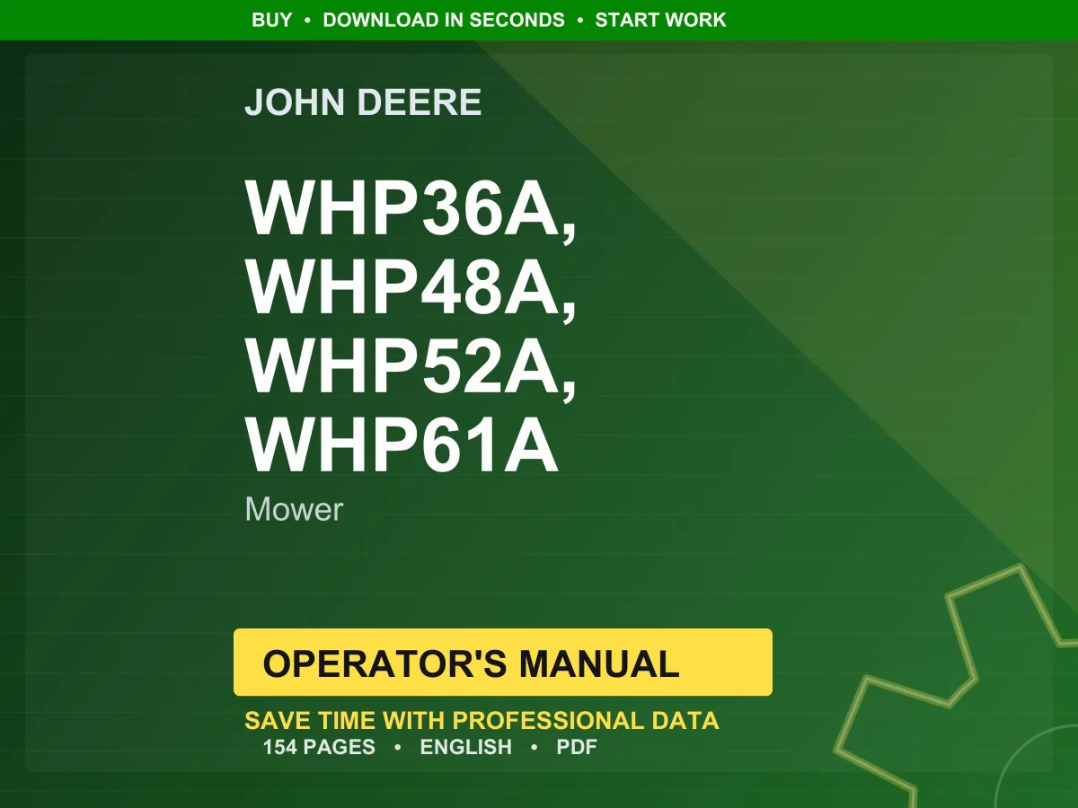 John Deere Whp36a, Whp48a, Whp52a, Whp61a Mower Operator Manual PDF | Owners Guide | Instant Download