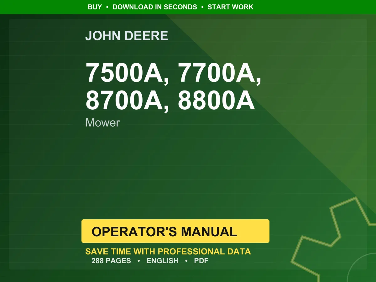 John Deere 7500A, 7700A, 8700A, 8800A Mower Operator Manual Pdf | Owners Guide | Instant Download