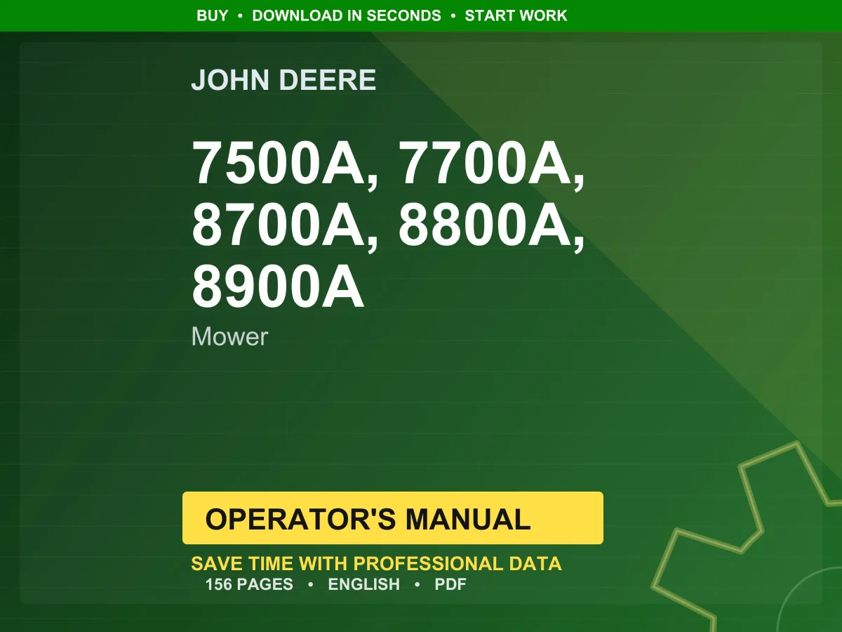 John Deere 7500A, 7700A, 8700A, 8800A, 8900A Mower Operator Manual Pdf | Owners Guide | Instant Download