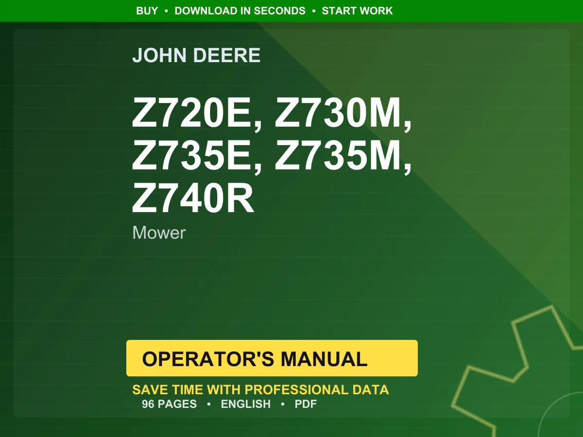John Deere Z720e, Z730m, Z735e, Z735m, Z740r Mower Operator Manual PDF | Owners Guide | Instant Download