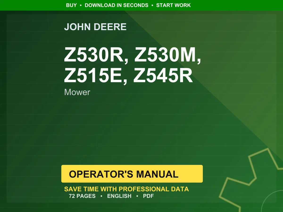 John Deere Z530r, Z530m, Z515e, Z545r Mower Operator Manual PDF | Owners Guide | Instant Download