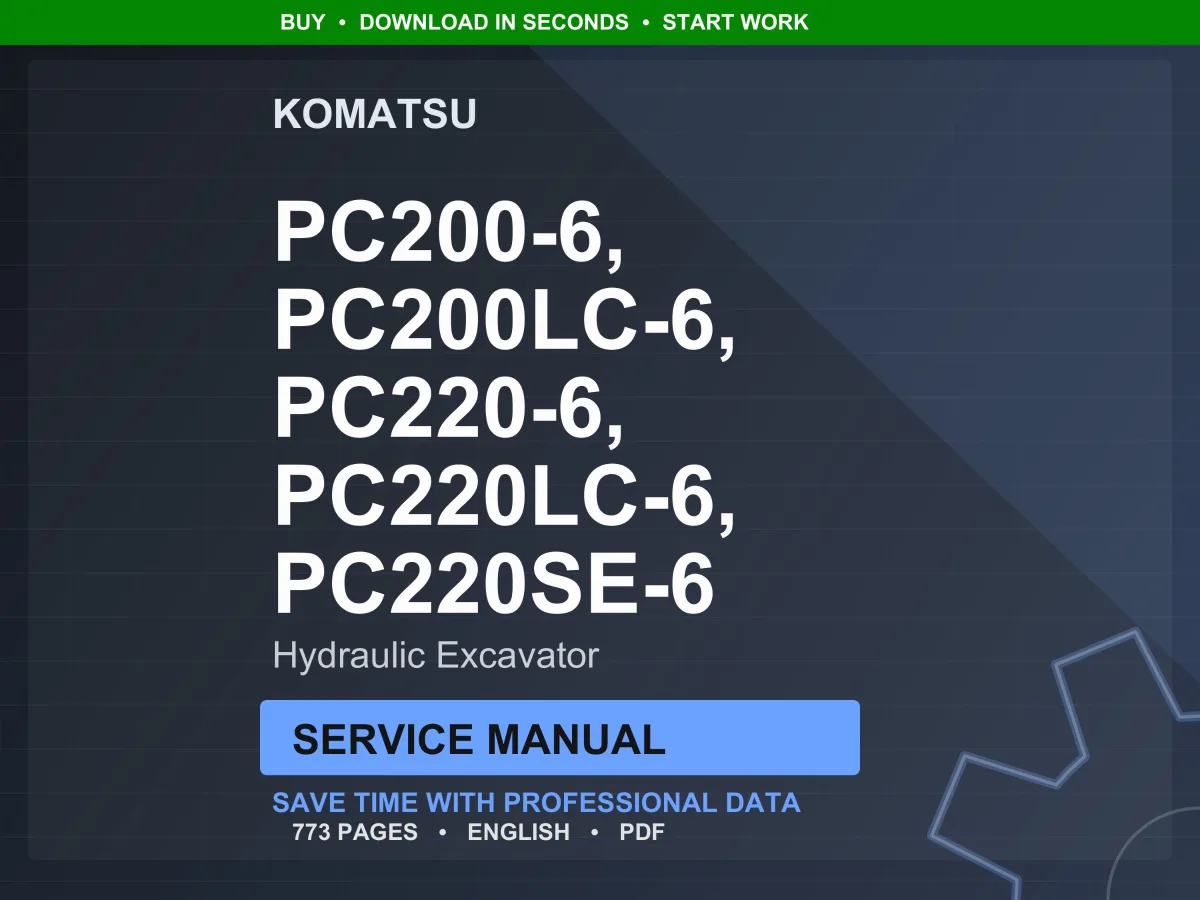 Komatsu PC200, PC200LC, PC220, PC220LC, PC220SE Hydraulic Excavator Service Manual PDF