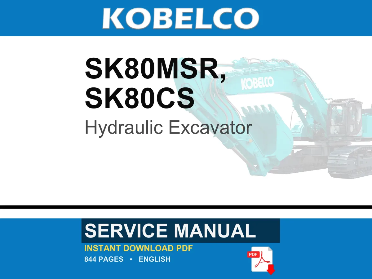 Kobelco SK80MSR SK80CS Hydraulic Excavator Service Repair Workshop Manual | Instant PDF Download cover