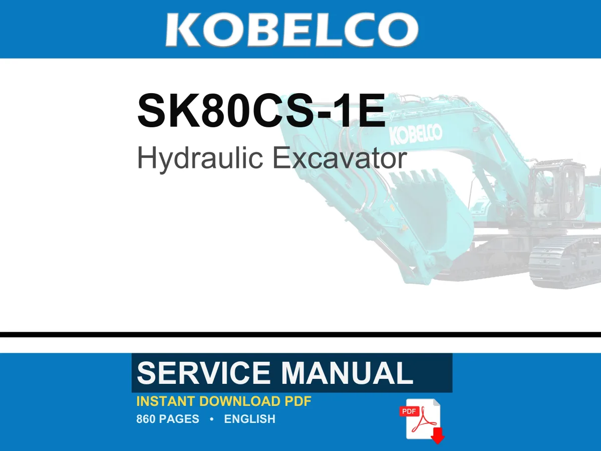 Kobelco SK80CS-1E Hydraulic Excavator Service Repair Workshop Manual | Instant PDF Download cover