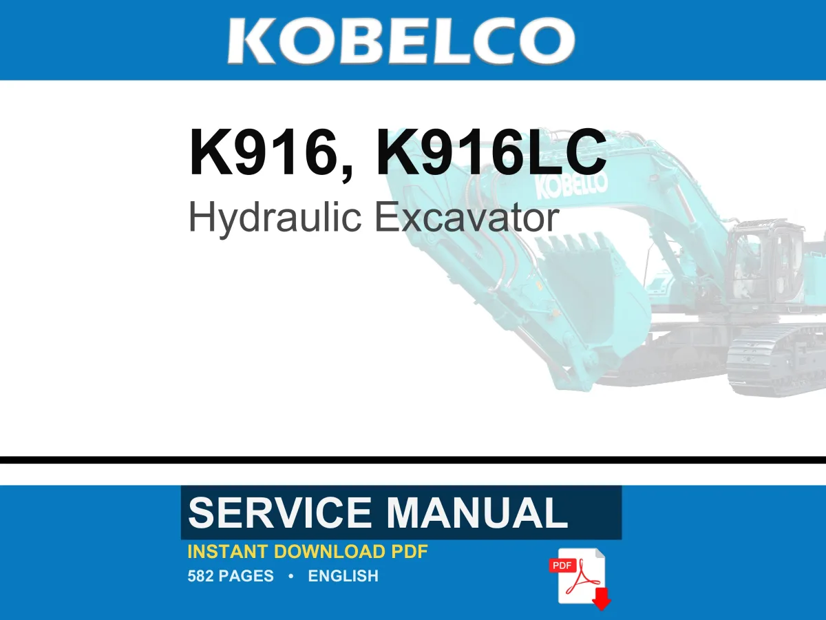 Kobelco K916, K916LC Hydraulic Excavator Service Repair Workshop Manual | Instant PDF Download cover