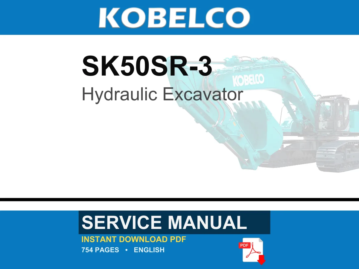 Kobelco SK50SR-3 Hydraulic Excavator Service Repair Workshop Manual | Instant PDF Download cover