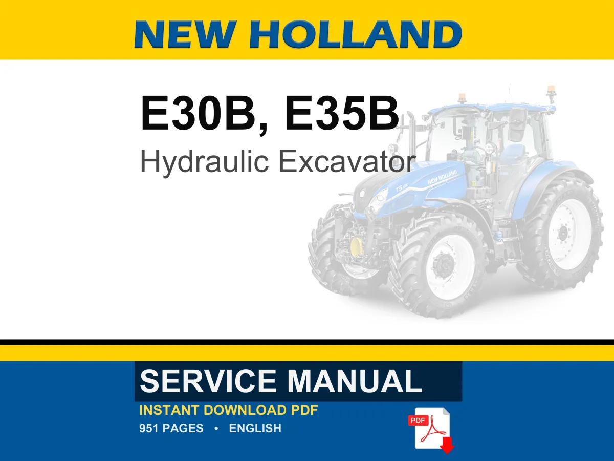 New Holland E30B, E35B Compact Hydraulic Excavator Service Repair Workshop Manual | Instant PDF Download cover