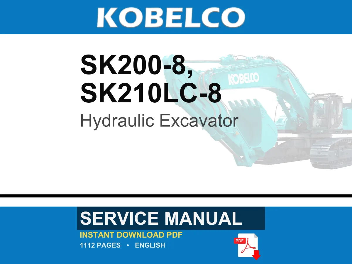 Kobelco SK200-8, SK210LC-8 Hydraulic Excavator Service Repair Workshop Manual | Instant PDF Download cover