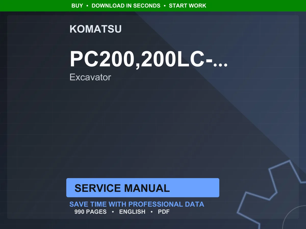 Komatsu PC200,200LC-6 PC220,220LC-6 Excavator Service Manual Repair Workshop PDF