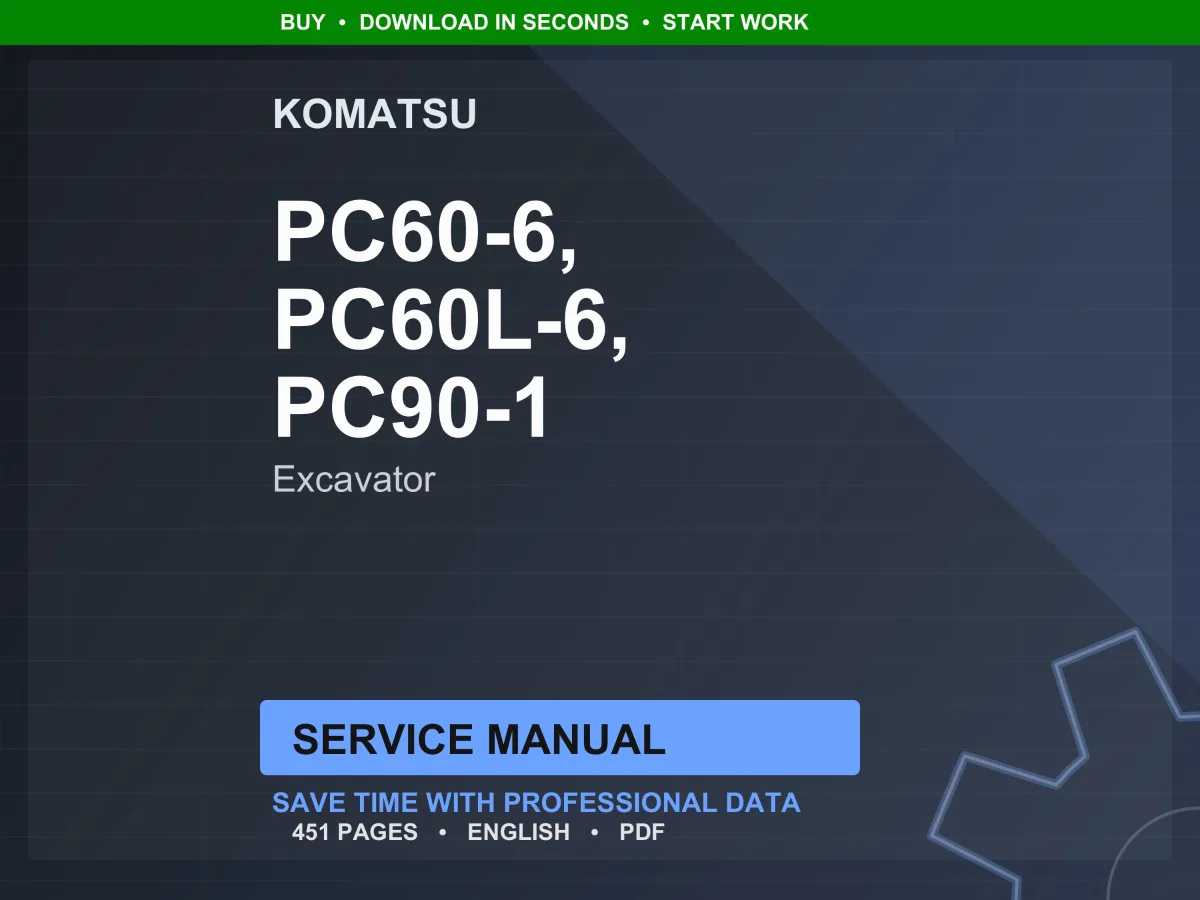 Komatsu PC60-6, PC60L-6, PC90-1 Excavator 4D95L-1 Service Manual Repair Workshop PDF