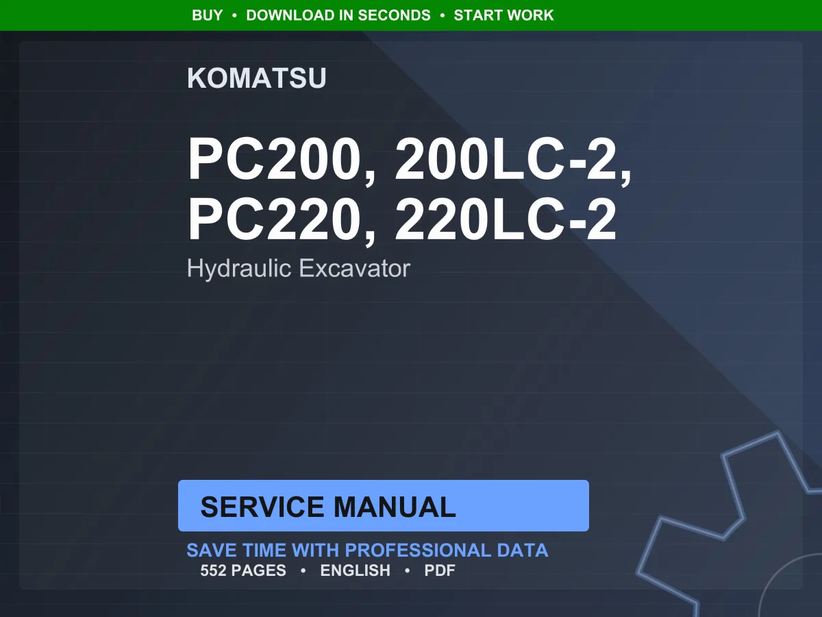 Komatsu PC200, 200LC-2, PC220, 220LC-2 Hydraulic Excavator Service Manual PDF