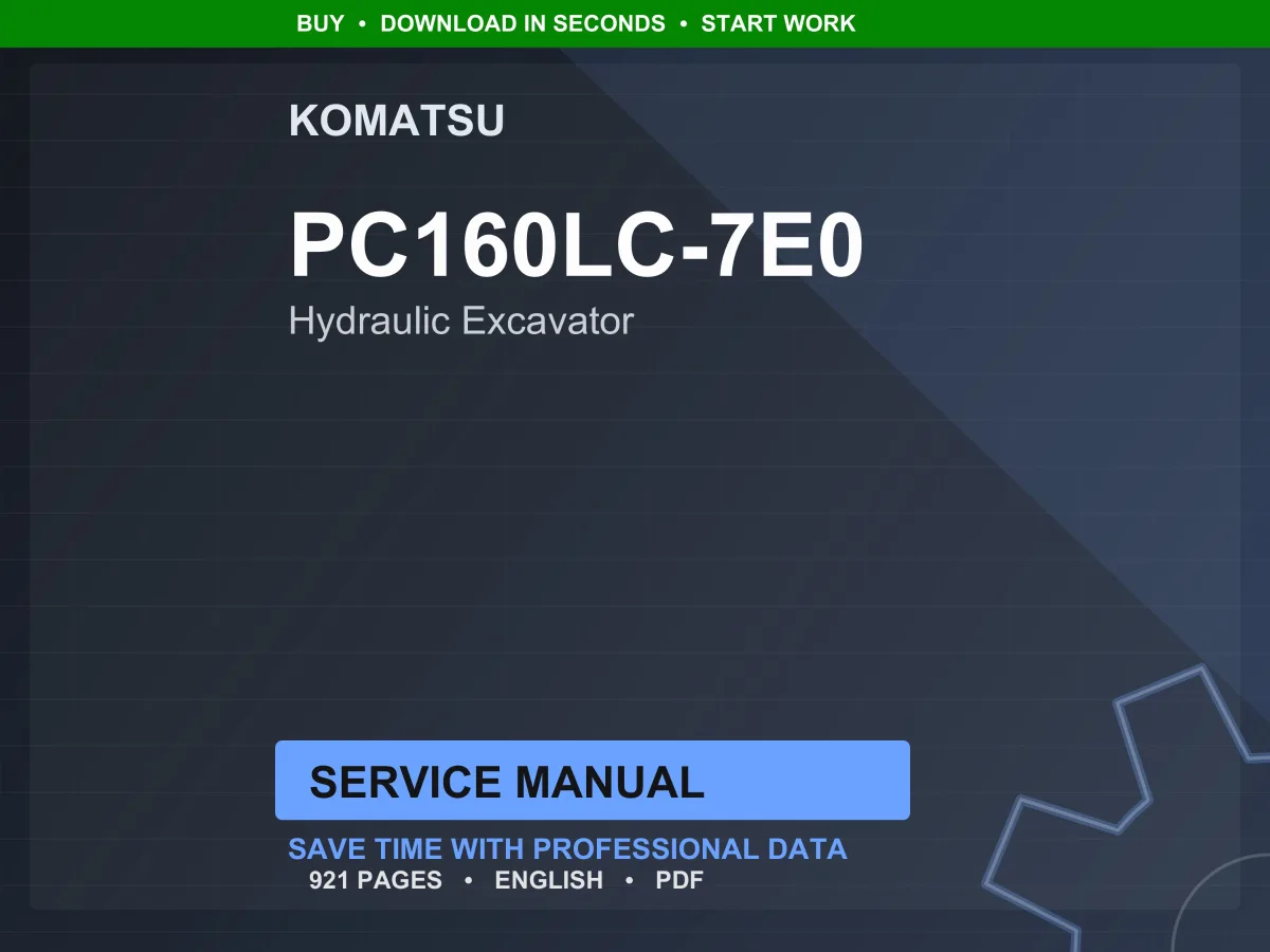 Komatsu PC160LC-7E0 Hydraulic Excavator Service Manual PDF
