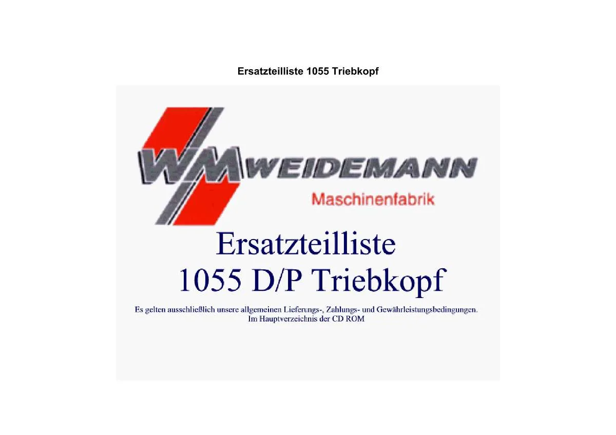 Weidemann Triebkopf Sonderbau 1055 D/P Parts List | Instant PDF Download