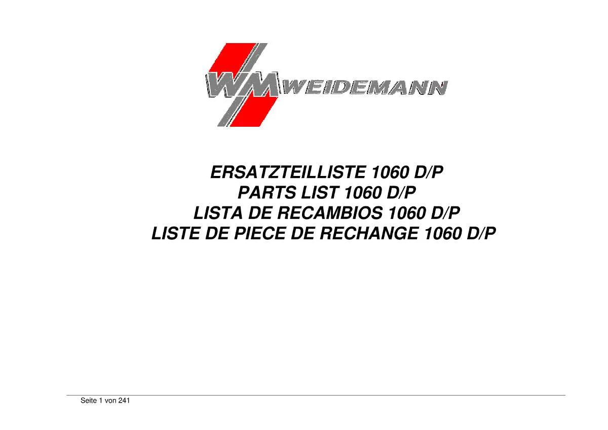 Weidemann HOFTRAC 1060 D/P Parts List | Instant PDF Download