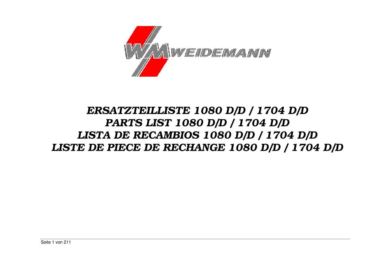 Weidemann HOFTRAC 1080 D/D, 1704 D/D Parts List | Instant PDF Download