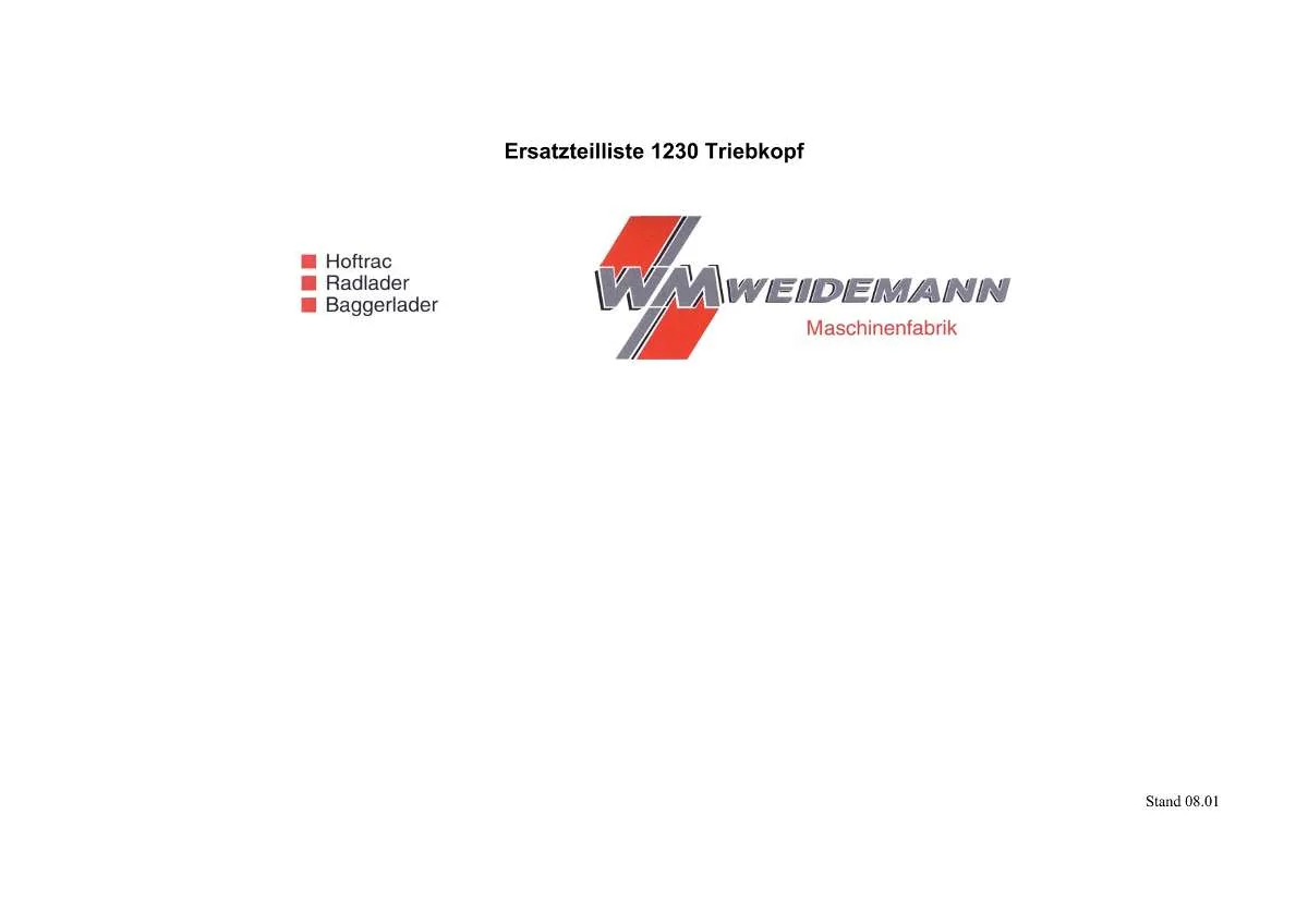 Weidemann Triebkopf 1230 Parts List | Instant PDF Download