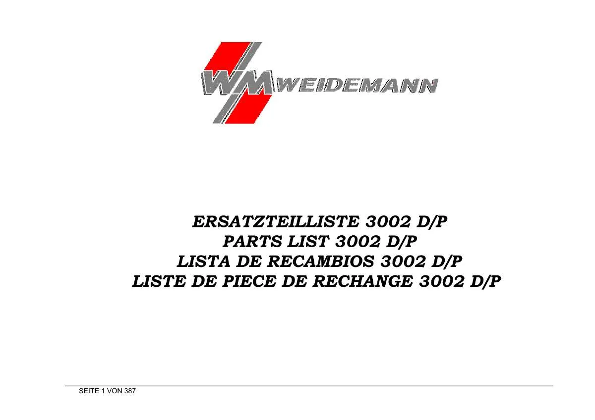 Weidemann Wheel Loader 3002 D/P Parts List | Instant PDF Download