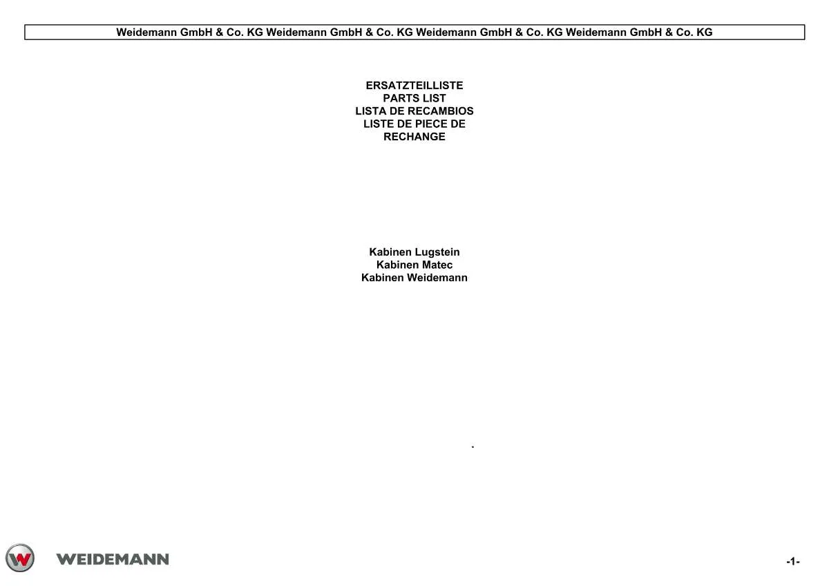 Weidemann Cabins Lugstein, Matec, Weidemann Parts List | Instant PDF Download