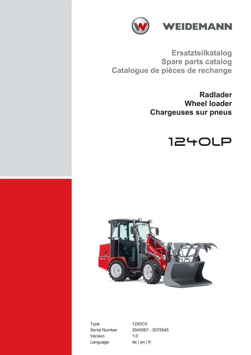 Weidemann Wheel Loader 1240LP Parts List | Instant PDF Download