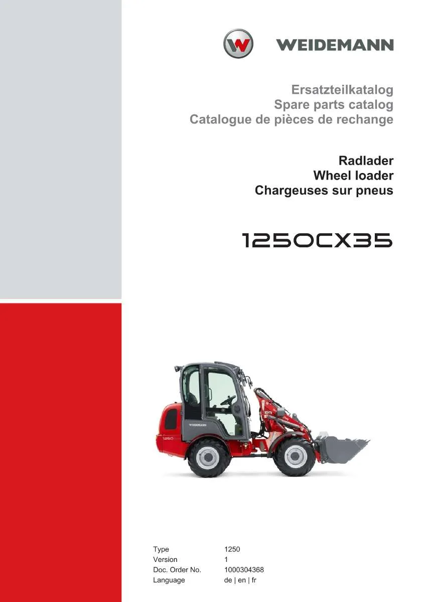 Weidemann Wheel Loader 1250CX35 Parts List | Instant PDF Download