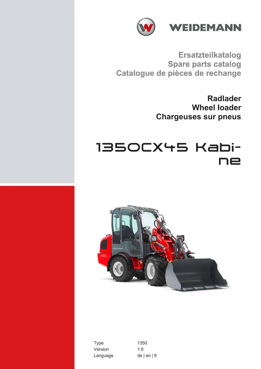 Weidemann Wheel Loader 1350CX45 Kabine Parts List | Instant PDF Download