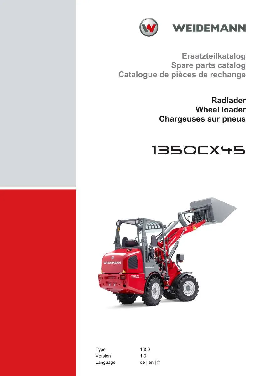 Weidemann Wheel Loader 1350CX45 Parts List | Instant PDF Download