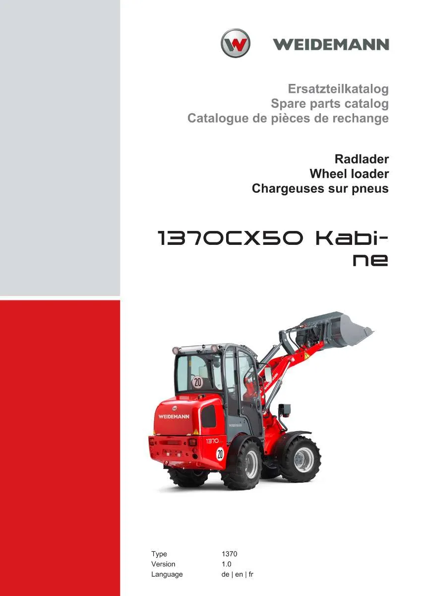 Weidemann Wheel Loader 1370CX50 Kabine Parts List | Instant PDF Download